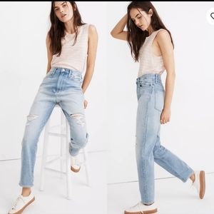 NWT Madewell The Momjean in gilford wash ripped edition distress